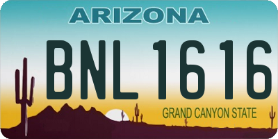 AZ license plate BNL1616