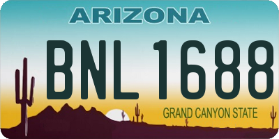AZ license plate BNL1688