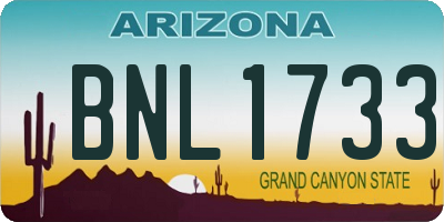 AZ license plate BNL1733