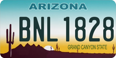 AZ license plate BNL1828
