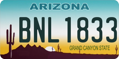 AZ license plate BNL1833