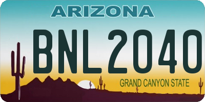 AZ license plate BNL2040