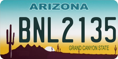 AZ license plate BNL2135