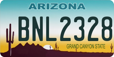 AZ license plate BNL2328