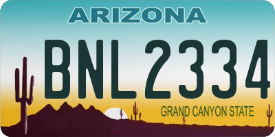 AZ license plate BNL2334