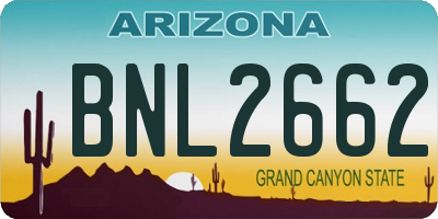 AZ license plate BNL2662