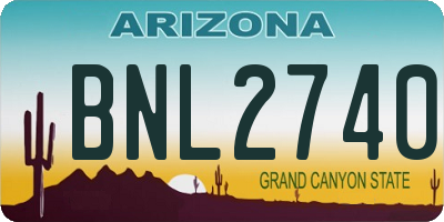 AZ license plate BNL2740
