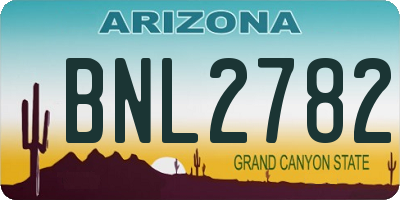 AZ license plate BNL2782