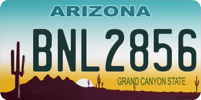 AZ license plate BNL2856