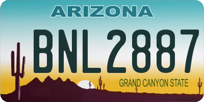 AZ license plate BNL2887