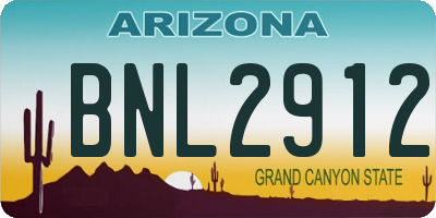 AZ license plate BNL2912