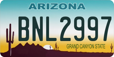 AZ license plate BNL2997