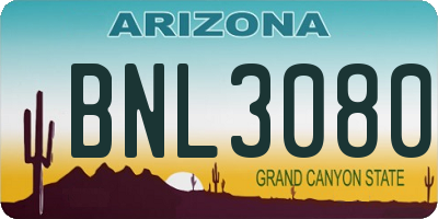 AZ license plate BNL3080