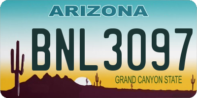 AZ license plate BNL3097