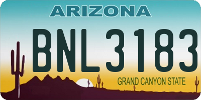 AZ license plate BNL3183