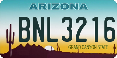 AZ license plate BNL3216