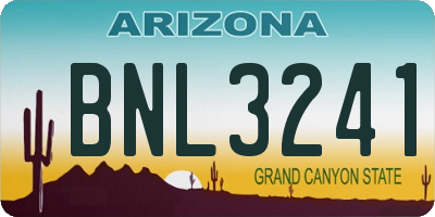 AZ license plate BNL3241