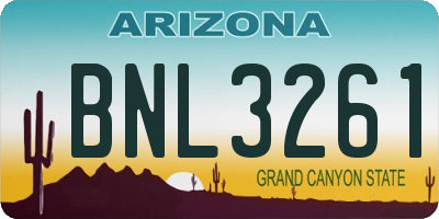 AZ license plate BNL3261