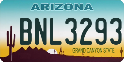 AZ license plate BNL3293