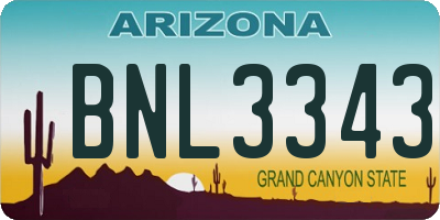 AZ license plate BNL3343