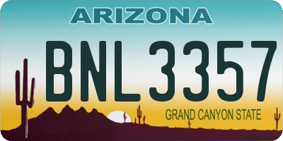 AZ license plate BNL3357