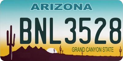 AZ license plate BNL3528