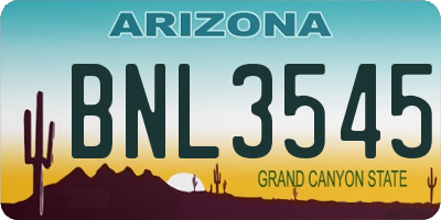 AZ license plate BNL3545