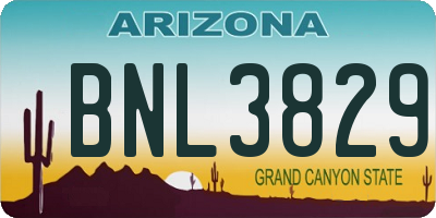 AZ license plate BNL3829