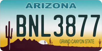 AZ license plate BNL3877