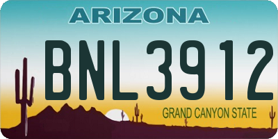 AZ license plate BNL3912
