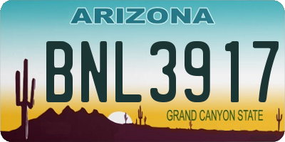 AZ license plate BNL3917