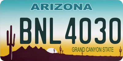 AZ license plate BNL4030