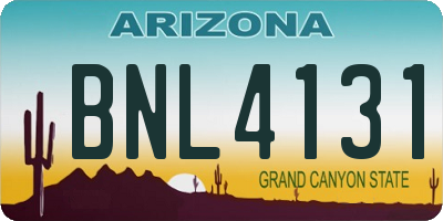 AZ license plate BNL4131