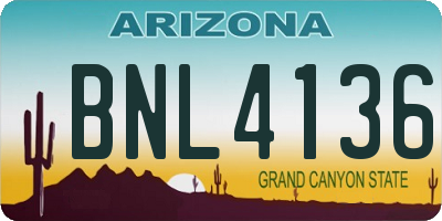 AZ license plate BNL4136