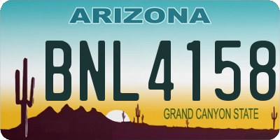 AZ license plate BNL4158