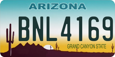 AZ license plate BNL4169
