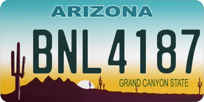 AZ license plate BNL4187