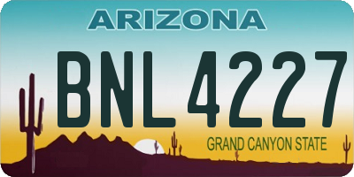 AZ license plate BNL4227
