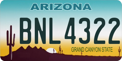 AZ license plate BNL4322