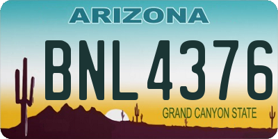 AZ license plate BNL4376