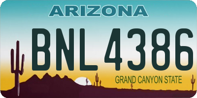 AZ license plate BNL4386