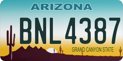 AZ license plate BNL4387