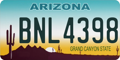 AZ license plate BNL4398