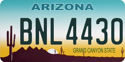 AZ license plate BNL4430