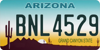 AZ license plate BNL4529