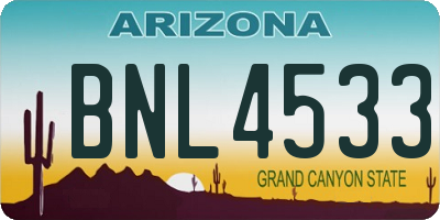 AZ license plate BNL4533