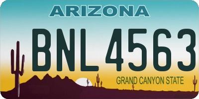 AZ license plate BNL4563