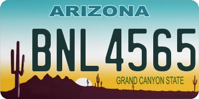 AZ license plate BNL4565
