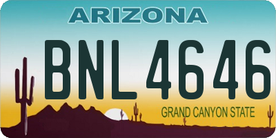 AZ license plate BNL4646