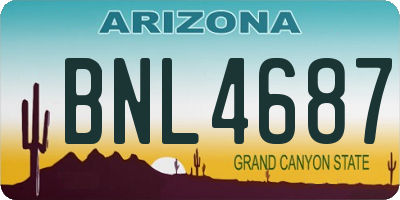 AZ license plate BNL4687